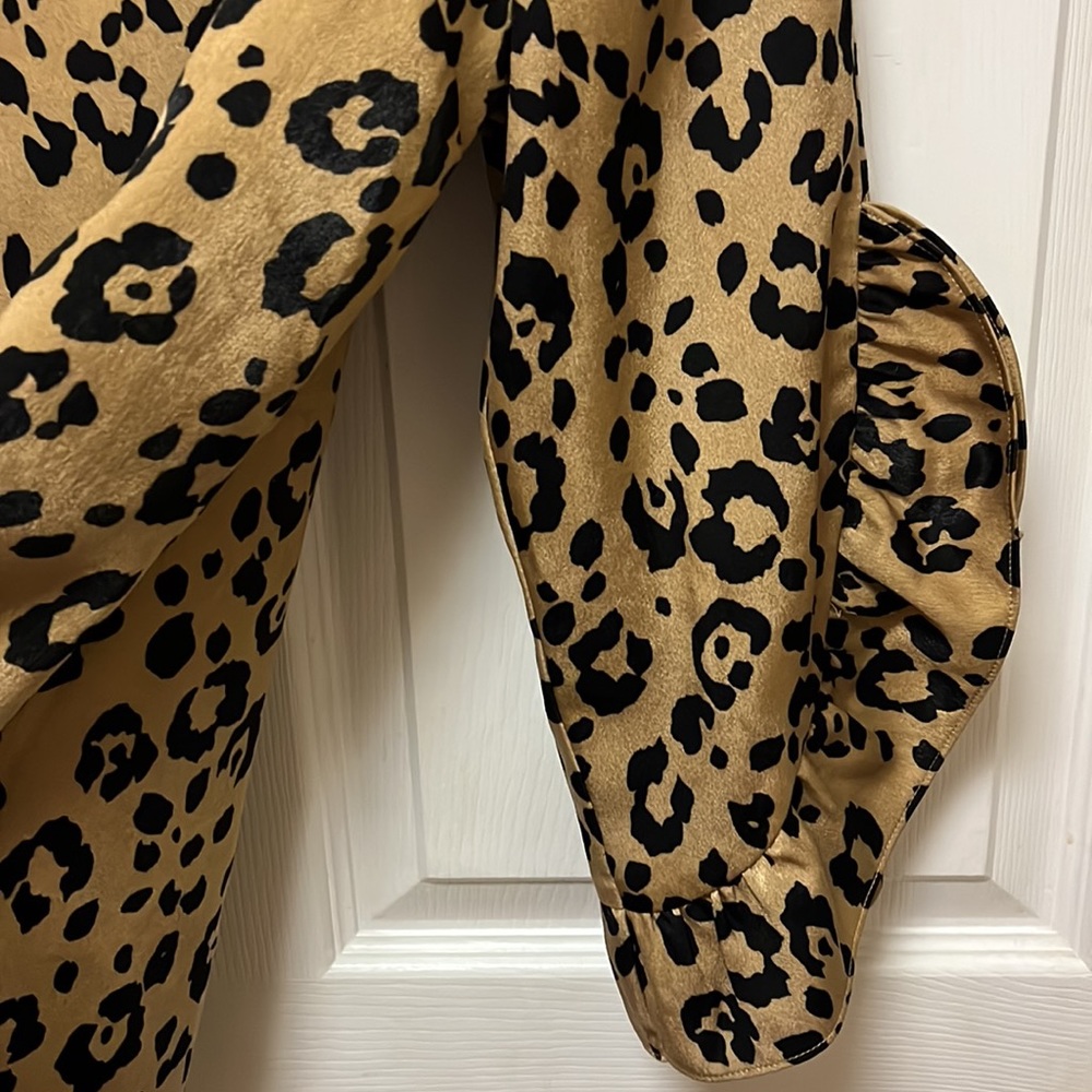 Dressy Leopard Print Blouse, Size L - Picture 3 of 6